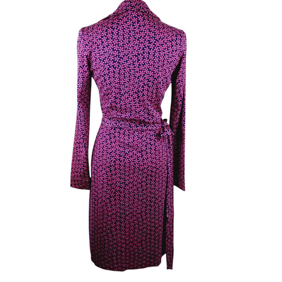 Diane Von Furstenberg SZ 4 New Jeanne Two Wrap Dress Floral Check Tiny Rose $398 - Picture 5 of 7